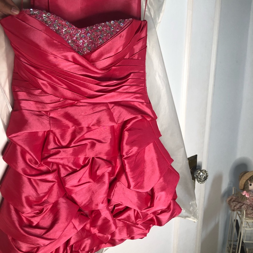 Girls ruffled pink sequenced dress